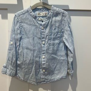 Zara baby boy linen button down shirt